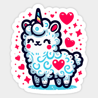 Kawaii rainbow llamacorn unicorn llama of love Sticker